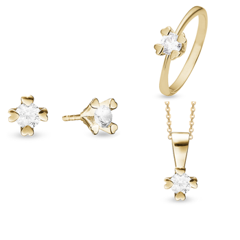 Mary 14 kt guld smykkesæt med i alt 2,25 ct labgrown diamanter Wesselton VS
